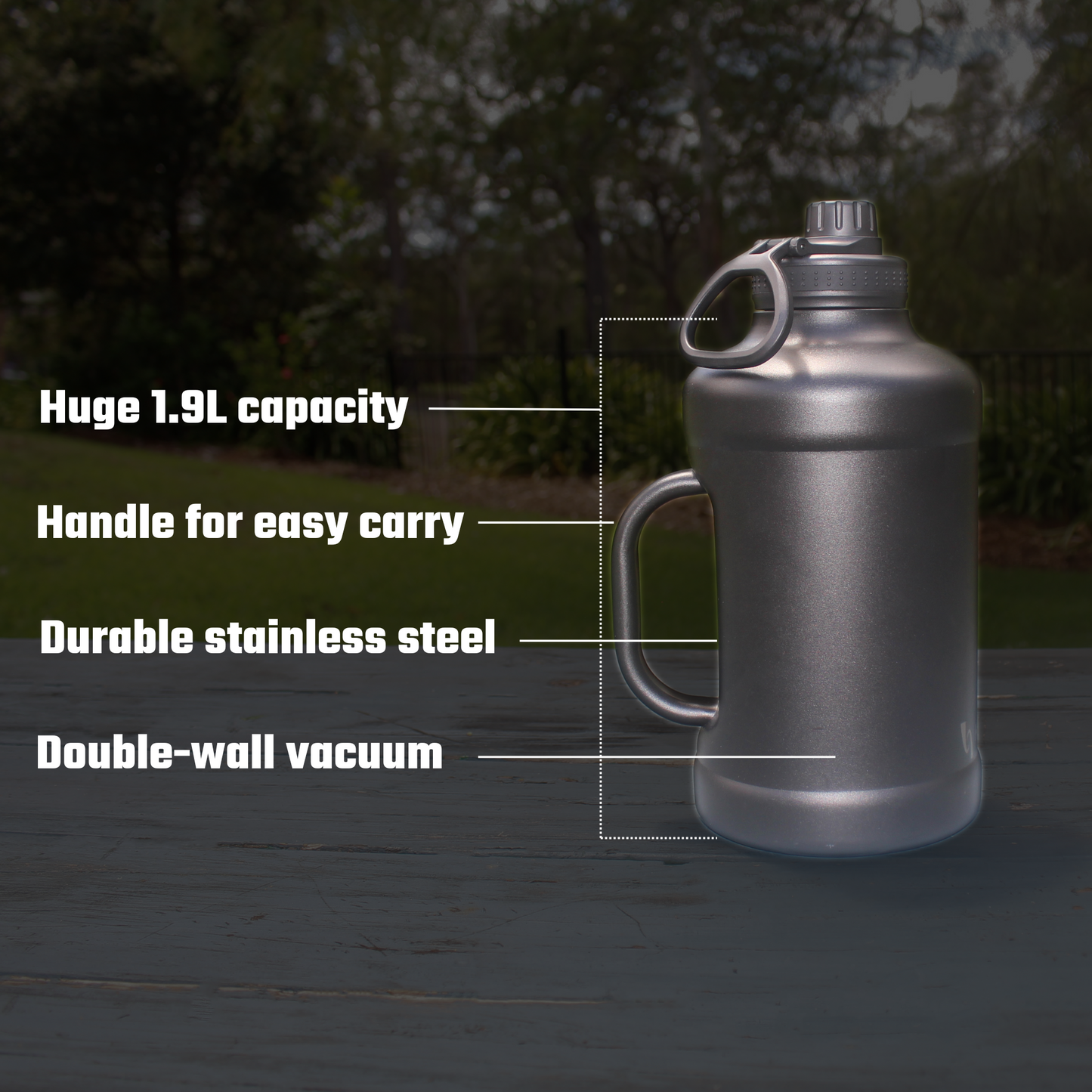 Stainless Steel Reusable Bottle with Handle - 1.9L / 64oz